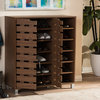Shirley Walnut Medium Brown Wood 2-Door Shoe Cabinet With Open Shelves