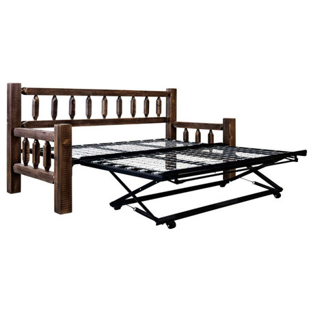 Homestead Collection Daybed with Pop Up Trundle Bed, Stain/Clear Lacquer