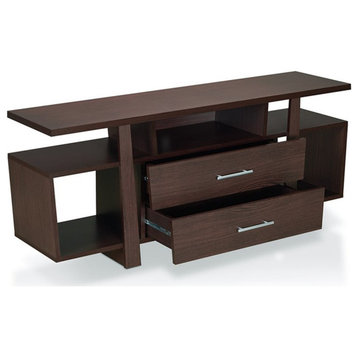 Bowery Hill Modern Wooden 59-Inch TV Stand in Espresso Finish