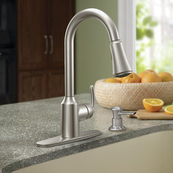 Moen Bayhill Spot resist stainless one-handle high arc pulldown kitchen faucet - Kitchen Faucets