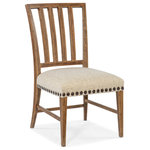 Hooker Furniture - Big Sky Side Chair - Inspired by the natural beauty of the American wilderness, the Big Sky Side Chair has a stylized spindle back, shaped wood legs and 3 stretchers finished in Vintage Natural. The seat is covered in the Saxony Porcelain performance fabric, and oversized nailhead trim adds flair.