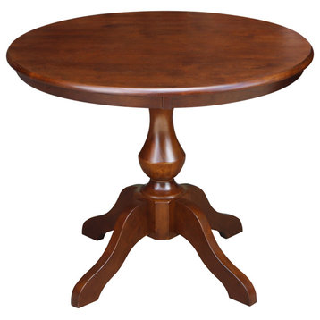 Round Top Pedestal Table, Espresso, 36 Inch Round