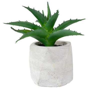 6" Artificial Potted Aloe Succulent in Cement Pot