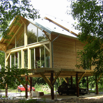 Construction d'une maison sur pilotis