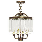 Livex Lighting - Ashton Convertible Mini Chandelier, Hand-Painted Palatial Bronze - The Ashton four light mini chandelier/semi flush mount emanates the 1920s casual style mixed beautifully with high sophistication. classical touches in the mini chandelier/semi flush mount gives off an art deco feel with the prismatic crystals.