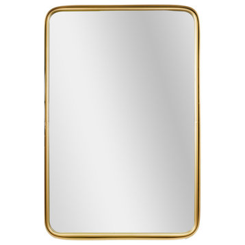 Thin Gold Raised Lip Metal Framed Rectangle Mirror