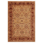 Bareens Designer Rugs - Boho Chic Ziegler Kristy Tan Brown Hand-Knotted Wool Rug - 8'7'' x 11'10'' - Enhance the ambiance of your home with this magnificent Persian-influenced Turkish hand-knotted rug made by skilled artisans capable of creating the most exceptional vegetable dyes and hand-spun wool. This exquisite handmade rug is a one-of-a-kind Peshawar Kafkaz, otherwise identified as Chobi, Chobi Peshawar, Oushak, or Ziegler rug. These handmade rugs are crafted in Pakistan utilizing superior-quality wool imported from Australia, New Zealand, and Korea in two types of weaves: the Persian weave and the Mori weave. This rug is meticulously crafted by hand using the finest natural vegetable dyes extracted from local plants. The artisans use a blend of hand-spun local and fine merino wool, resulting in a rug with a compelling texture, higher lanolin content, and longer staple. The artisans occasionally incorporate natural or artificial silk into the pile to enhance specific motifs. The finished product is an awe-inspiring execution of flawless design and an understated palette that exudes elegance.