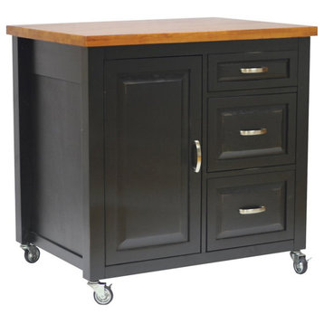 Sunset Trading Black Cherry Selections Wood Kitchen Cart in Antique Black/Cherry