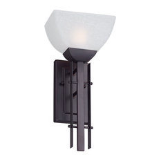 1 Light Wall Bracket, Antique Bronze, White Linen Glass