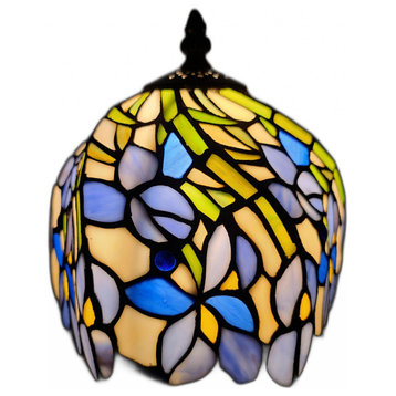 15" Tiffany Style Blue Floral Table Lamp