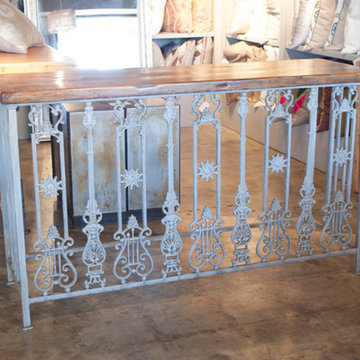 Custom Iron Balcony Railing w/ Wood Top
