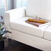 Modern Faux Leather Sectional Sofa, Small Space Configurable Couch, White