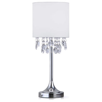 Florence 22" Crystal Table Lamp, White