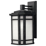 Hinkley - Hinkley Cherry Creek 1274VK Medium Wall Mount Lantern, Vintage Black - Cherry Creek's modern take on the popular Arts & Crafts style has a timeless appeal. The cast aluminum construction is enhanced by the warmth of the finish and the vintage-looking white linen glass.