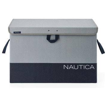 Nautica Folded Large Storage Trunk with Lid, Gray Block