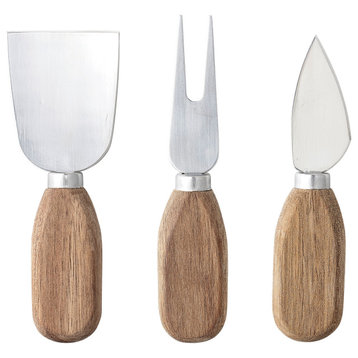 Acacia Wood/Stainless Steel Cheese Utensils, 3-Piece Set