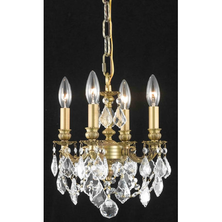 Lillie 4-Light Pendant, French Gold, Royal Cut, Clear