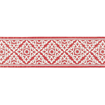 Ornamental Embroidered Tape, Coral