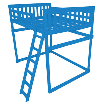 Mission Loft Bed, Caribbean Blue, Full, Side Ladder