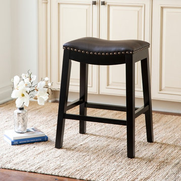 Gayle Bonded Leather Saddle Counter Stool, Brown
