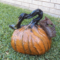 Paper mache pumpkin (Rear view) - Holiday Decorations