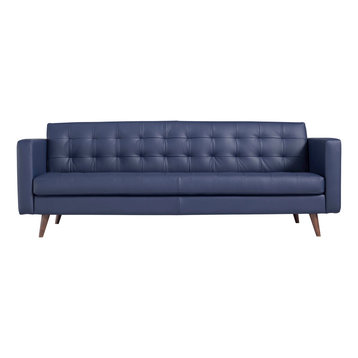 Herald Modern Sofa, Genuine Leather, Blue