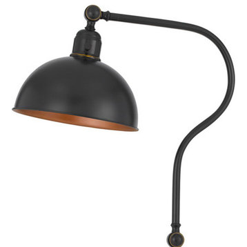 Benzara BM272209 60" Metal Curved Floor Lamp, Adjustable, Bronze Black