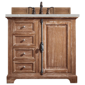 Providence 36" Single Vanity Cabinet, Driftwood w/ 3CM Eternal Serena Quartz Top