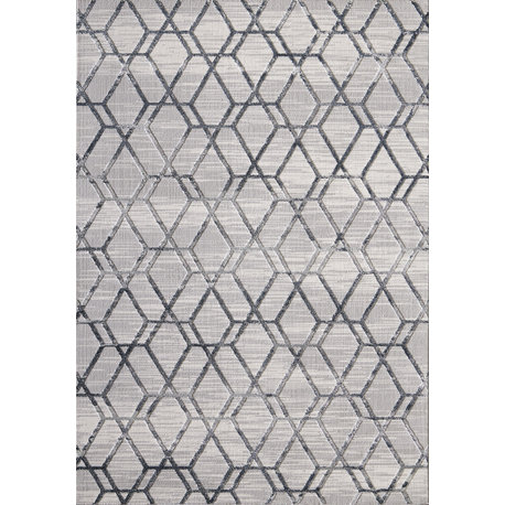 Abani Nova Nov120A Distressed Geometric Area Rug Gray, 5'x8'