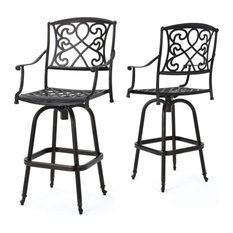 GDF Studio Paris Copper Finish Cast Aluminum Swivel Bar Stools, Set of 2