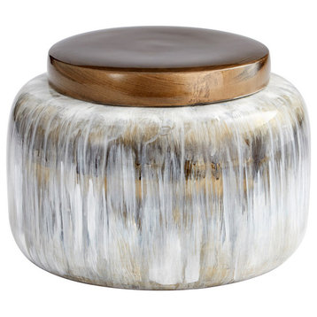 Cyan Spirit Drip Vase 10422, Olive Glaze