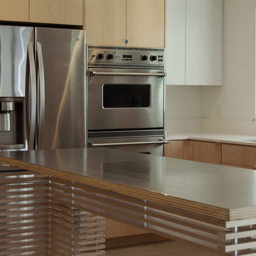 maple + steel finishes at kitchen