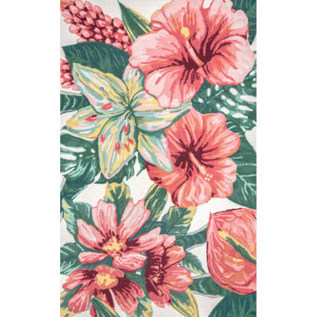 Contemporary Country & Floral Area Rug, Multi, 4'x6'