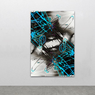 Aqua Blue Large Abstract Artwork