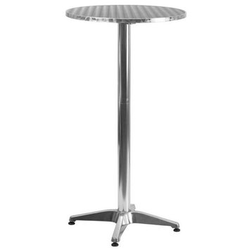 Pemberly Row 25.5" Round Folding Bar Table in Aluminum