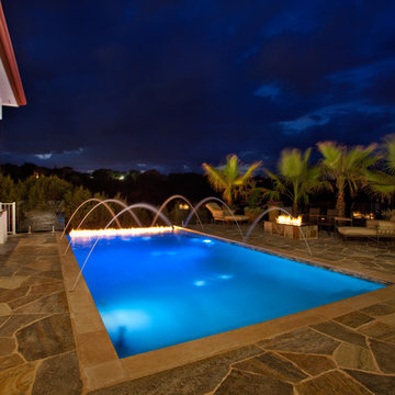 Infinity Edge Pool With Fire Feature