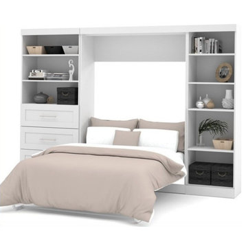 Atlin Designs 120" Full Wall Bed with 2 Piece 3 Drawer Storage Unit in White