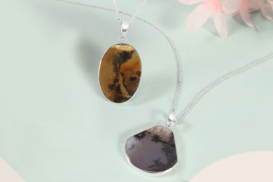Gemstone Scenic-Agate Rare Pendants With Sterling Silver For Woman