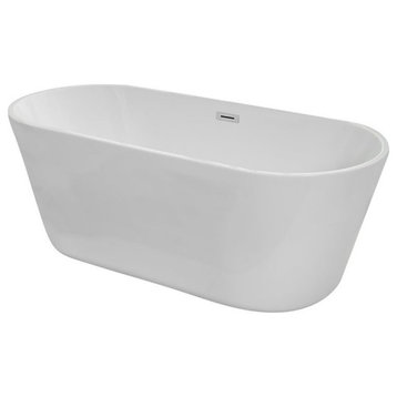Elegant Decor Odette 65" Iron and Nylon Soaking Roll Top Bathtub in Glossy White