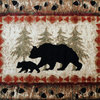 Ursus Collection Rustic Lodge Black Bear and Cub Area Rug with Jute Backing, Brown, 4' X 5