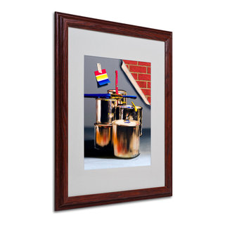 'Primary Colors 01' Matted Framed Canvas Art by Roderick Stevens, 16