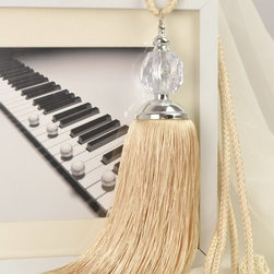 5 Colors QYM21 Polyester and Acrylic Curtain Tassel Tie Backs in Beige Color - Window Treatment Accessories