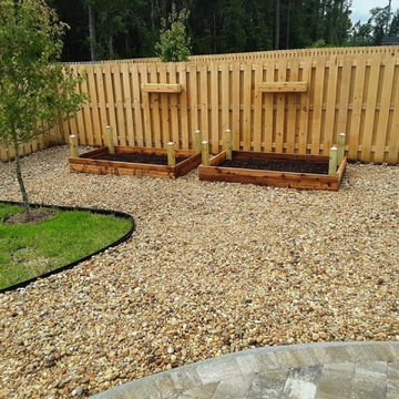 Backyard Landscape Rennovation - Paver Patio, Firepit, Raised Garden Beds, etc.