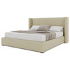 Aylet Plain Eco-Leather Low Bed, Cream, Queen