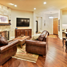 Small Family Room With Corner Fireplace
