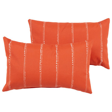 Orange Dotted Stripes Outdoor Pillow Set, 12x18