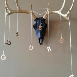 Black and Gold Faux Deer Skull - Decorative Objects And Figurines