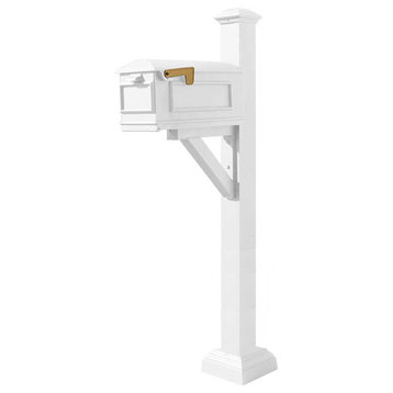 Westhaven System With Lewiston Mailbox, Square Collar, Pyramid Finial, White