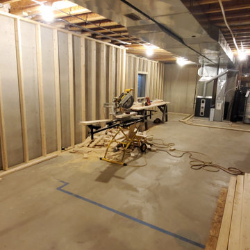 Finished basement framing process