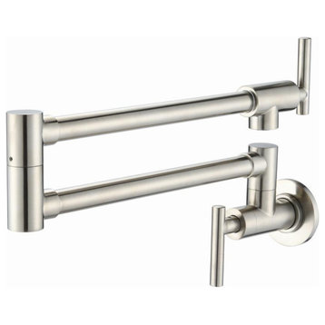 Wellfor Pot Filler Faucet Wall Mount, 4 GPM Flow Rate, Brushed Nickel